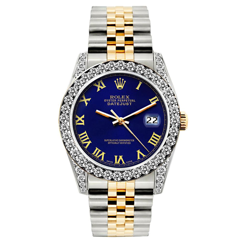 Rolex Datejust Diamond Watch, 26mm, Yellow Gold and Stainless Steel Bracelet Sapphire Dial w/ Diamond Bezel and Lugs