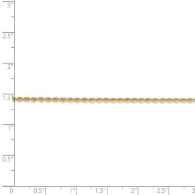 14k Yellow Gold 1.50mm Regular Rope Chain Available Sizes 6"-30"