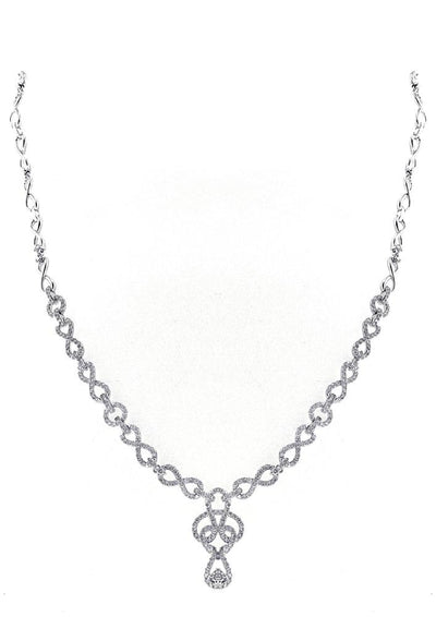 14K White Gold Diamond Necklace With Round Cut Diamonds