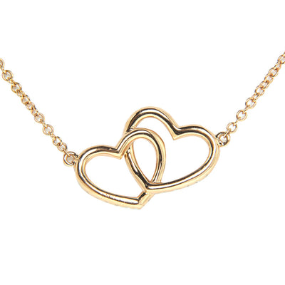 18K Rose Gold Double Heart Diamond Pendant with Chain 0.65CT