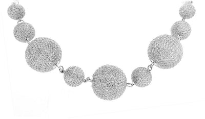 14K White Gold Necklace with White Diamond Balls 27.00CT