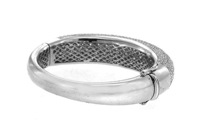 14K White Gold Diamond Bangle With Round Cut Diamonds 20.00CT