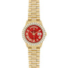 Yellow Gold Rolex Day Date President Diamond Watch, 36mm, Red Roman Numerals Dial 18K Yellow Gold W/ Diamond Bezel