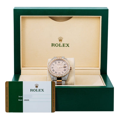 Rolex Datejust Diamond Watch, 126331 41mm, Champagne Diamond Dial With Two Tone Oyster Bracelet