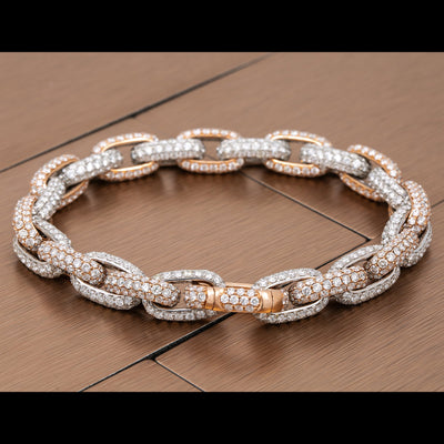 14K White and Rose Gold Custom Diamond Bracelet With 35.15 CT Diamonds