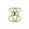 18K Yellow Gold Double Connected Circles Shaped Diamond Ring