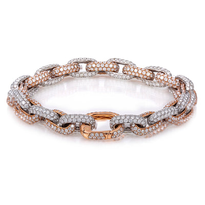 14K White and Rose Gold Custom Diamond Bracelet With 35.15 CT Diamonds