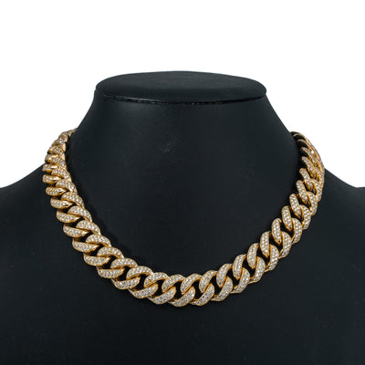 10K Yellow Gold Men's Cuban Link Chain 12MM With 25.25 CT Diamonds