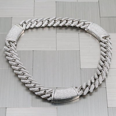 10K White Gold Men's Chocker With 34.26 CT Diamonds