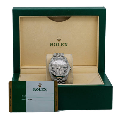 Rolex Datejust Diamond Watch, 126300 41mm, Silver Diamond Dial With Stainless Steel Jubilee Bracelet