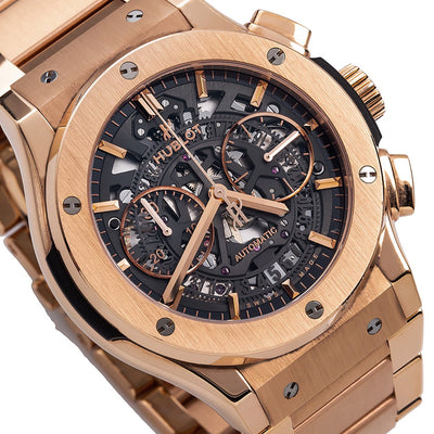 18K Rose Gold Hublot Classic Fusion Aero King 525.OX.0180.OX 45mm Black Dial