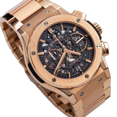 18K Rose Gold Hublot Classic Fusion Aero King 525.OX.0180.OX 45mm Black Dial