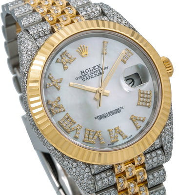 Rolex Datejust Diamond Watch, 126333 41mm, Silver Diamond Dial With Two Tone Bracelet