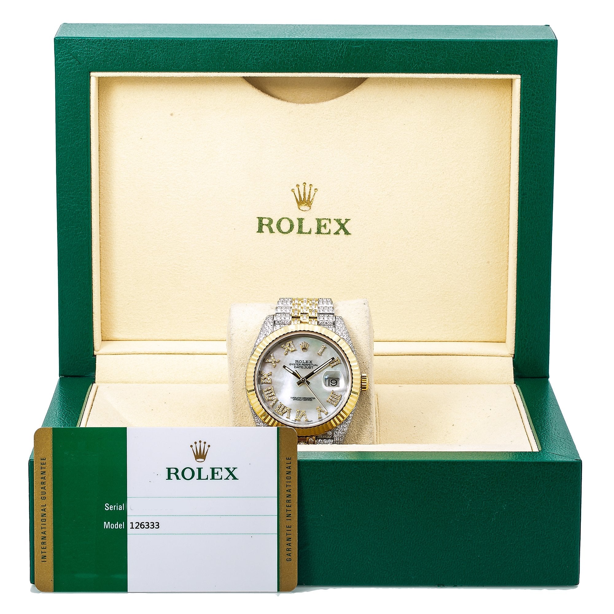 Rolex Datejust Diamond Watch, 126333 41mm, Silver Diamond Dial With Two Tone Bracelet