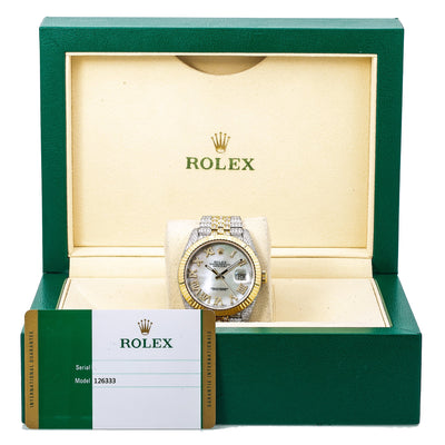 Rolex Datejust Diamond Watch, 126333 41mm, Silver Diamond Dial With Two Tone Bracelet