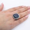 18K White Gold Round Shaped Sapphire Ring