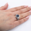 18K White Gold Round Shaped Sapphire Ring