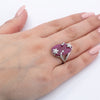 18K White Gold Round Shaped Ruby Ring