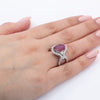 18K White Gold Oval Shaped Ruby Ring