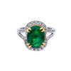 18K White Gold Round Shaped Emerald Ring