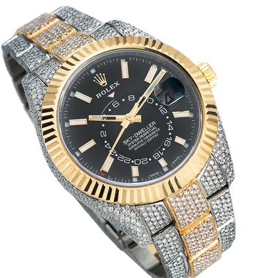 Rolex Sky-Dweller Diamond Watch, 326933 42mm, Black Dial with 21.5CT Diamonds