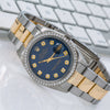 Rolex Datejust Diamond Watch, 1601 36mm, Blue Diamond Dial With Two Tone Bracelet