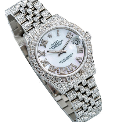 Rolex Datejust Diamond Watch, 178240 31mm, Blue Mother Of Pearl Dial with 9.25CT Diamonds