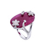 18K White Gold Round Shaped Ruby Ring