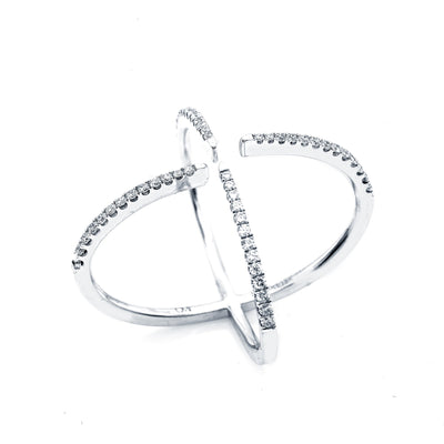 18K White Gold Cross Shaped Ring