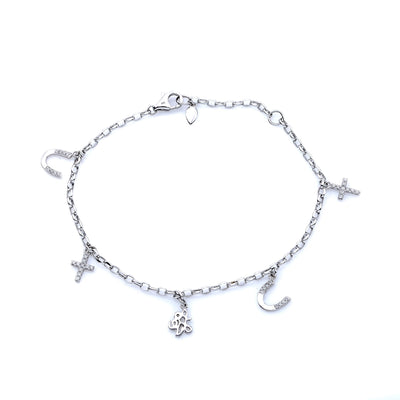 18K White  Gold  Women Bracelet With Small Pendants