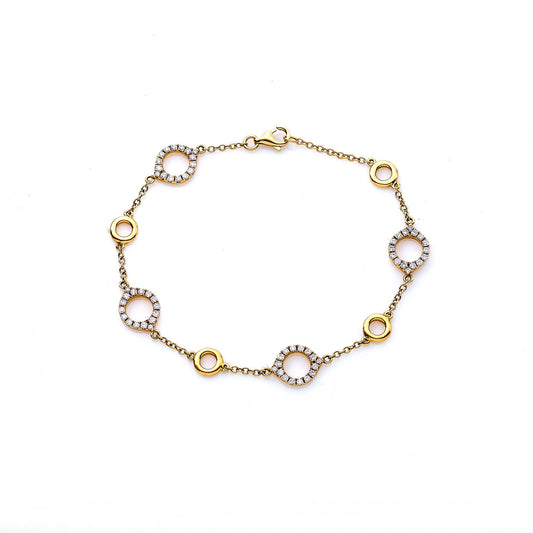 18K Yellow Gold  Women Bracelet With Circles