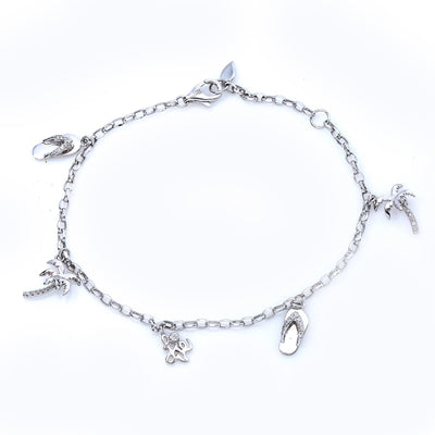 18K White Gold Women Bracelet With Small Pendants