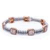 14K White And Rose Gold Women Bracelet With Small Squares