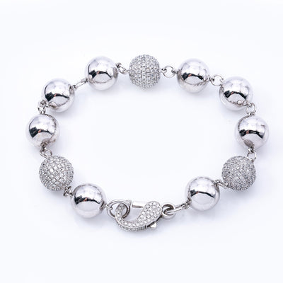 14K White Gold Women Bracelet With Small Balls