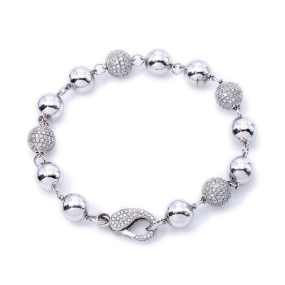 14K White Gold Women Bracelet With Small Balls