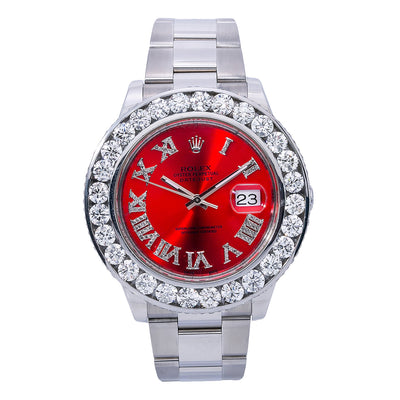 Rolex Datejust II Diamond Watch 116300 41MM Red Diamond Dial With Stainless Steel Oyster Bracelet