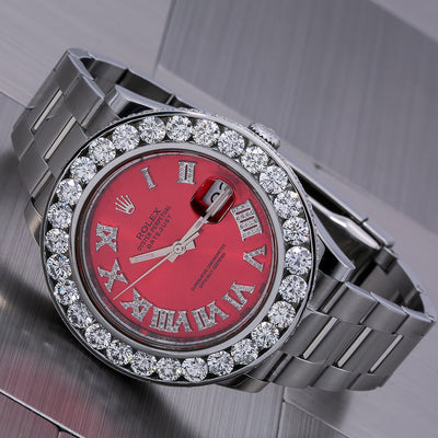 Rolex Datejust II Diamond Watch 116300 41MM Red Diamond Dial With Stainless Steel Oyster Bracelet