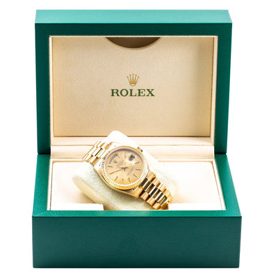 18K Yellow Gold Rolex Day-Date 18038 36mm Champagne Dial