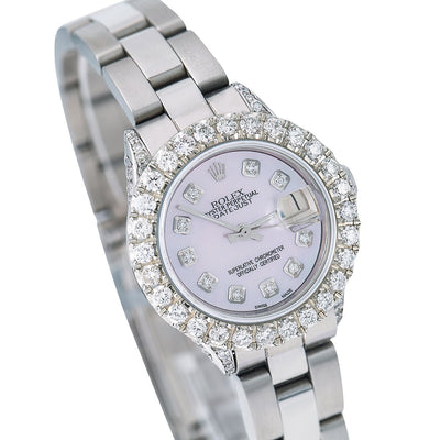 Rolex Datejust Diamond Watch, 6917 26mm, Silver Diamond Dial With Stainless Steel Bracelet