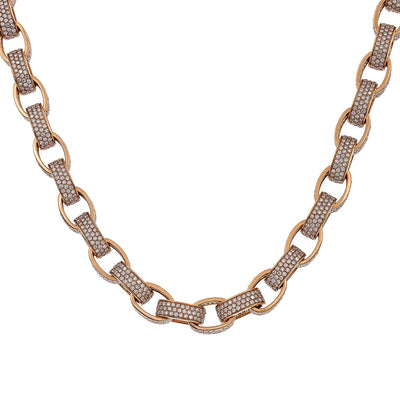 14K Rose Gold 20" Men's Custom Diamond Chain With 48.46 CT Diamonds