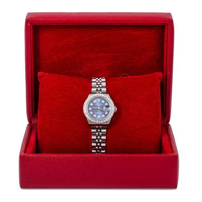 Rolex Datejust Diamond Watch, 69240 26mm, Blue Diamond Dial With Stainless Steel Bracelet