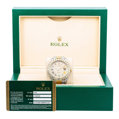 Rolex Datejust II Diamond Watch, 116333 41mm, Champagne Diamond Dial With Two Tone Oyster Bracelet