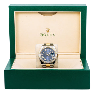 Rolex Datejust II Diamond Watch, 116333 41mm, Blue Diamond Dial With Two Tone Oyster Bracelet