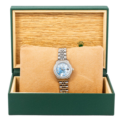 Rolex Lady-Datejust Diamond Watch, 6917 26mm, Blue Diamond Dial With 0.80 CT Diamonds