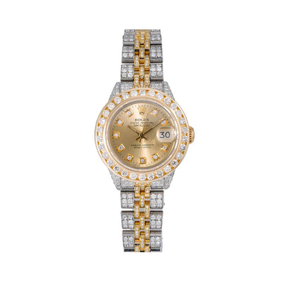 Two Tone Rolex Datejust Diamond Watch, 6917 26mm, Champagne Diamond Dial With Two Tone Bracelet