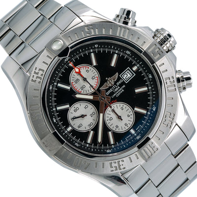 Breitling Super Avenger II A13371 48MM Black Dial With Stainless Steel Bracelet