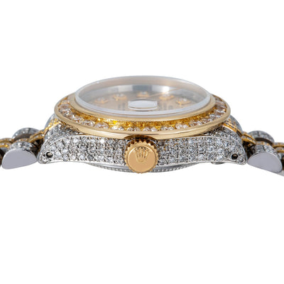 Two Tone Rolex Datejust Diamond Watch, 6917 26mm, Champagne Diamond Dial With Two Tone Bracelet