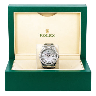 Rolex Datejust II Diamond Watch, 116300 41mm, Silver Diamond Dial With 3.5 CT Diamonds