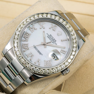 Rolex Datejust II Diamond Watch, 116300 41mm, Silver Diamond Dial With 3.5 CT Diamonds