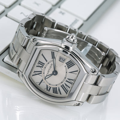 Cartier Roadster W62016V3 36MM Silver Dial With Stainless Steel Bracelet